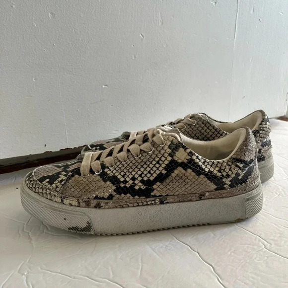 AllSaints Trish Snakeskin Print Platform Sneakers Women’s 8 Beige - Picture 5 of 17